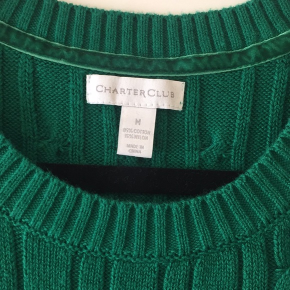 Emerald Green Charter Club Sweater Size M. GUC - Picture 6 of 7